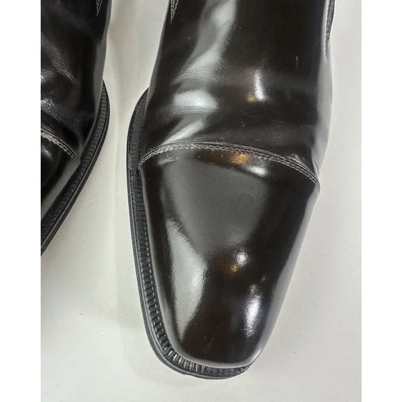 Caporicci Made in Italy Black Leather Cap-Toe Slip-On Dress Shoes Men’s 8.5 G - Picture 3 of 16